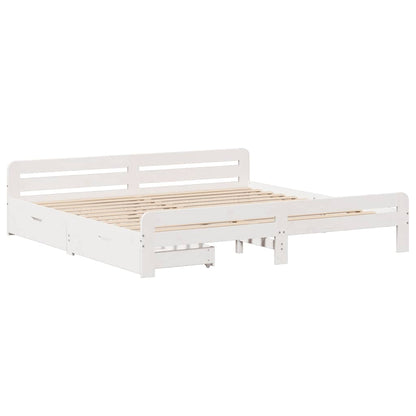 Bed frame without Mattress White 200x200 cm Solid Wood Pine