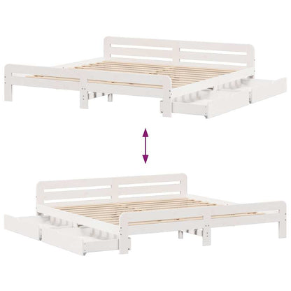 Bed frame without Mattress White 200x200 cm Solid Wood Pine