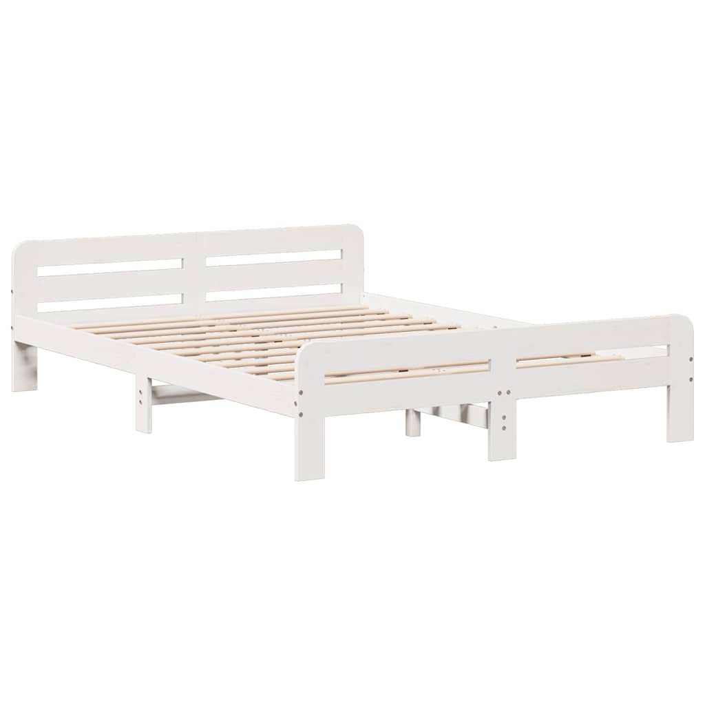 Bed frame without Mattress White 140x200 cm Solid Wood Pine