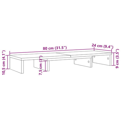 Monitor Stand Riser Adjustable Black 80x24x10.5 cm Engineered Wood
