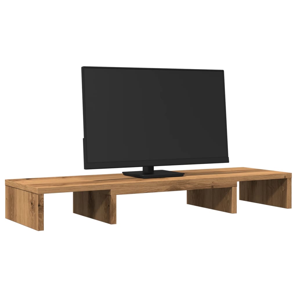 Monitor Stand Riser Adjustable Artisian Oak 80x24x10.5 cm Engineered Wood