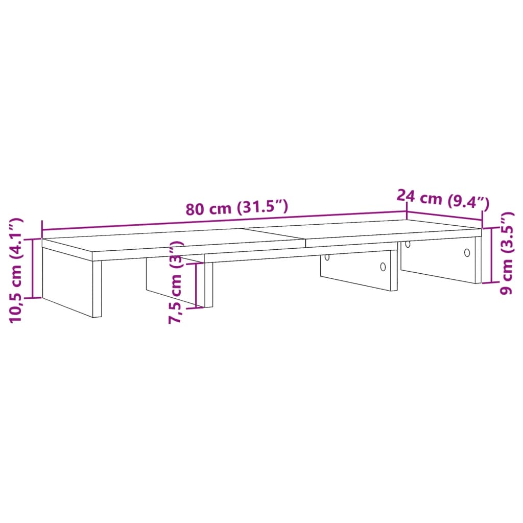 Monitor Stand Riser Adjustable Artisian Oak 80x24x10.5 cm Engineered Wood