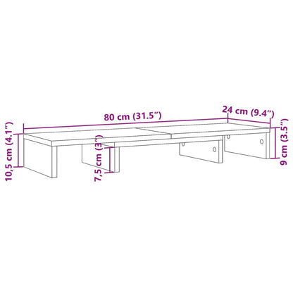 Monitor Stand Riser Adjustable Artisian Oak 80x24x10.5 cm Engineered Wood