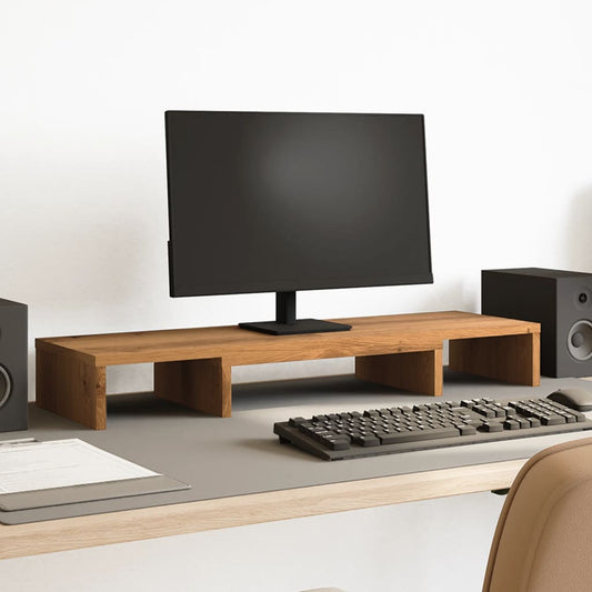 Monitor Stand Riser Adjustable Artisian Oak 80x24x10.5 cm Engineered Wood