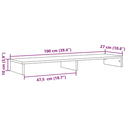 Monitor Stand Concrete Grey 100x27x10 cm Engineered Wood