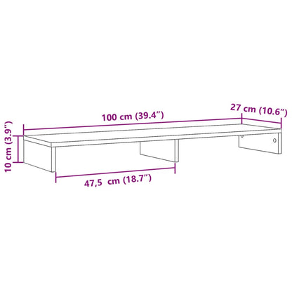 Monitor Stand Smoked Oak 100x27x10 cm Engineered Wood