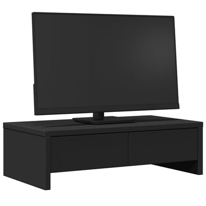 Monitor Stand with Drawers Black 50x27x15 cm Engineered Wood