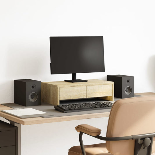 Monitor Stand with Drawers Sonoma Oak 50x27x15 cm Engineered Wood