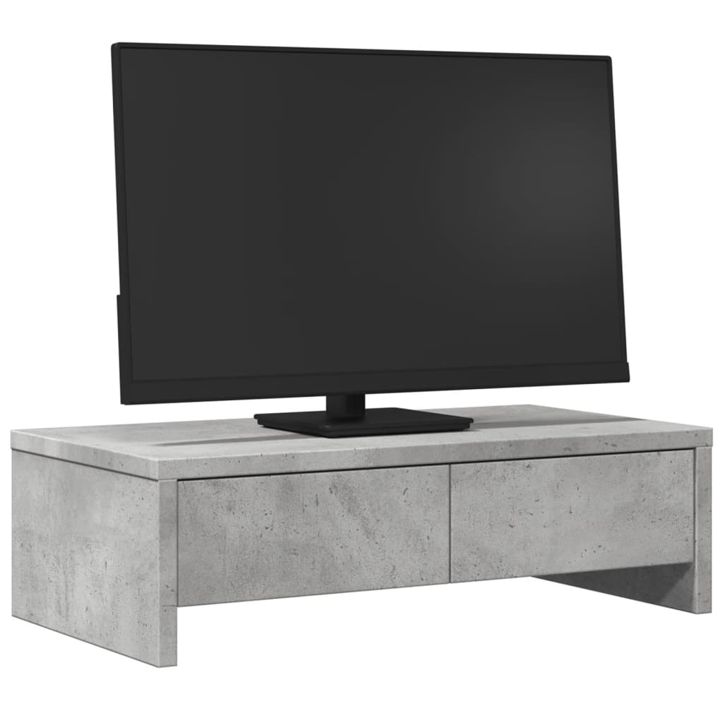 Monitor Stand with Drawers Concrete Grey 50x27x15 cm Engineered Wood