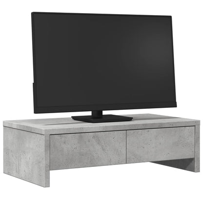 Monitor Stand with Drawers Concrete Grey 50x27x15 cm Engineered Wood