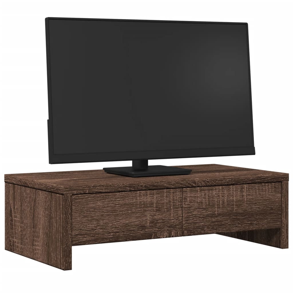 Monitor Stand with Drawers Brown Oak 50x27x15 cm Engineered Wood