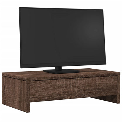 Monitor Stand with Drawers Brown Oak 50x27x15 cm Engineered Wood