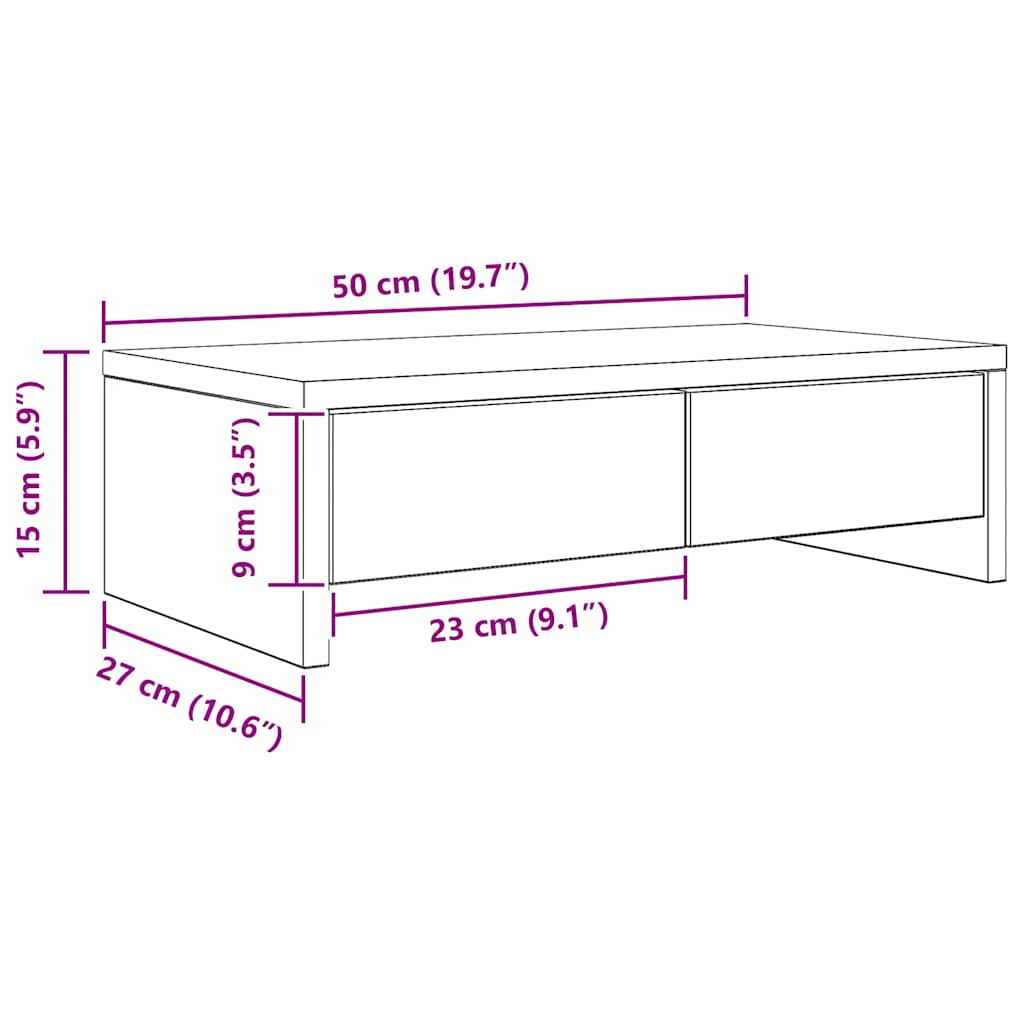 Monitor Stand with Drawers Artisian Oak 50x27x15 cm Engineered Wood