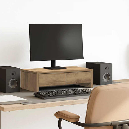 Monitor Stand with Drawers Artisian Oak 50x27x15 cm Engineered Wood
