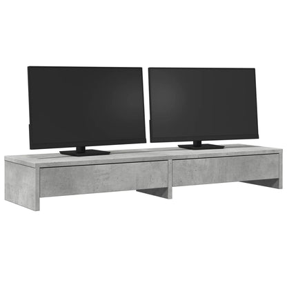 Monitor Stand with Drawers Concrete Grey 100x27x15 cm Engineered Wood