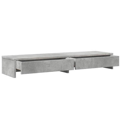 Monitor Stand with Drawers Concrete Grey 100x27x15 cm Engineered Wood