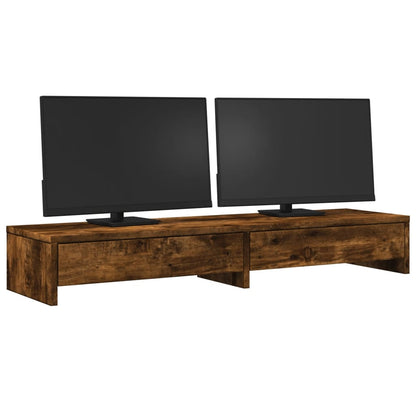 Monitor Stand with Drawers Smoked Oak 100x27x15 cm Engineered Wood