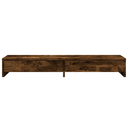 Monitor Stand with Drawers Smoked Oak 100x27x15 cm Engineered Wood