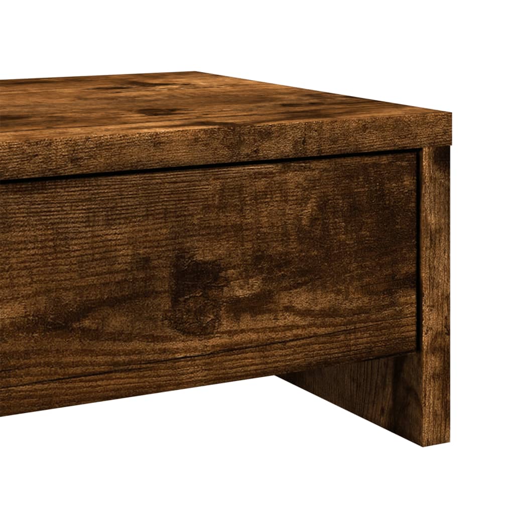 Monitor Stand with Drawers Smoked Oak 100x27x15 cm Engineered Wood