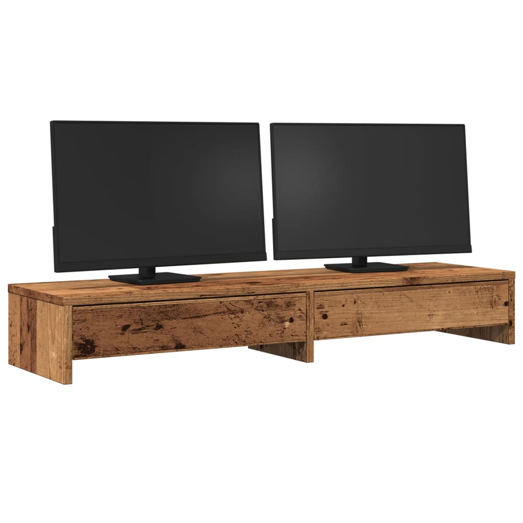 Monitor Stand with Drawers Old Wood 100x27x15 cm Engineered Wood