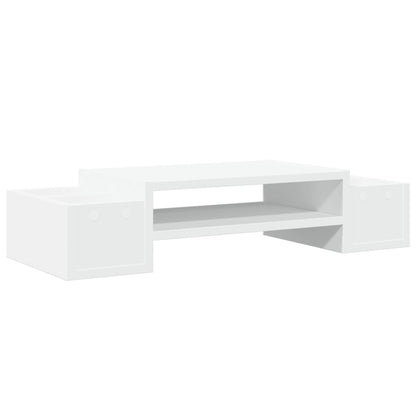 Monitor Stand with Storage White 70x27x15 cm Engineered Wood
