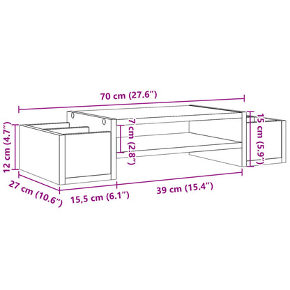 Monitor Stand with Storage Black 70x27x15 cm Engineered Wood