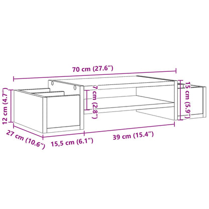 Monitor Stand with Storage Concrete Grey 70x27x15 cm Engineered Wood