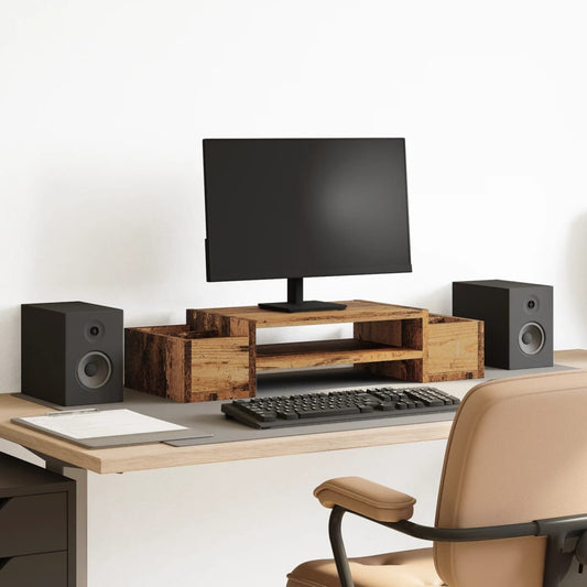 Monitor Stand with Storage Old Wood 70x27x15 cm Engineered Wood
