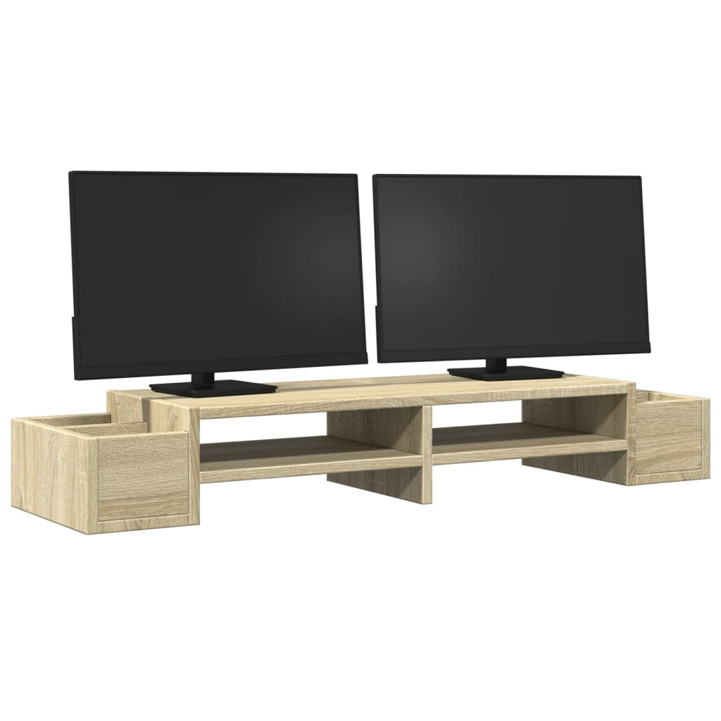 Monitor Stand with Storage Sonoma Oak 100x27x15 cm Engineered Wood
