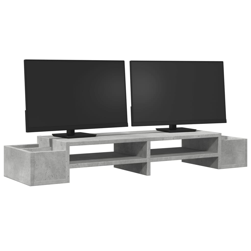 Monitor Stand with Storage Concrete Grey 100x27x15 cm Engineered Wood