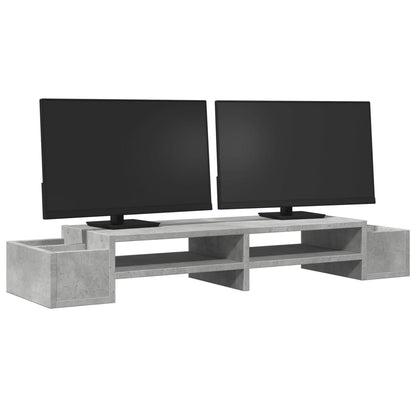 Monitor Stand with Storage Concrete Grey 100x27x15 cm Engineered Wood