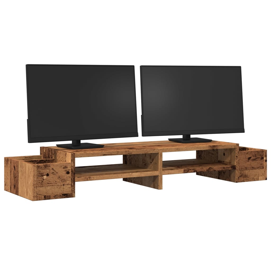 Monitor Stand with Storage Old Wood 100x27x15 cm Engineered Wood
