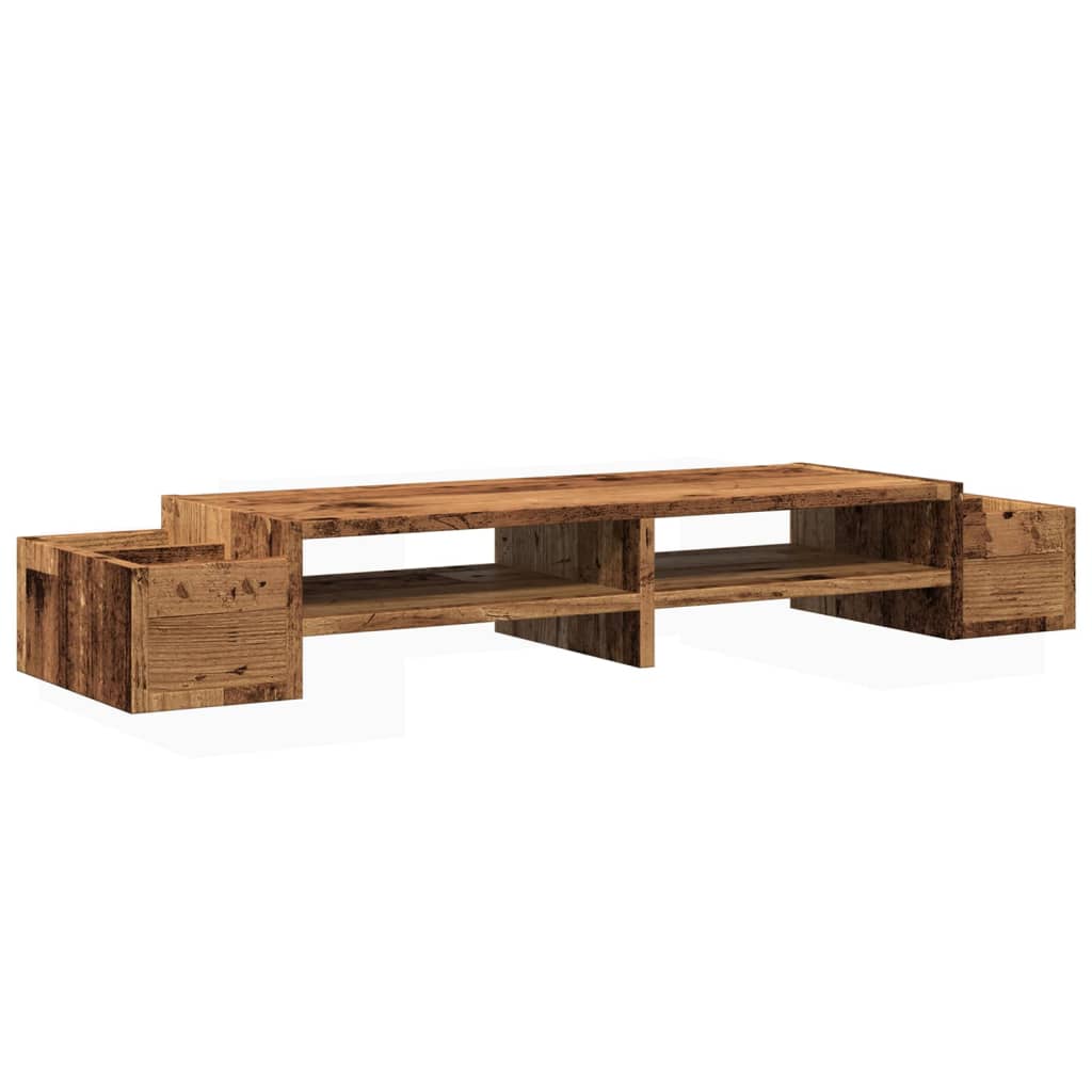 Monitor Stand with Storage Old Wood 100x27x15 cm Engineered Wood