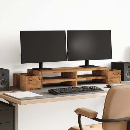 Monitor Stand with Storage Old Wood 100x27x15 cm Engineered Wood