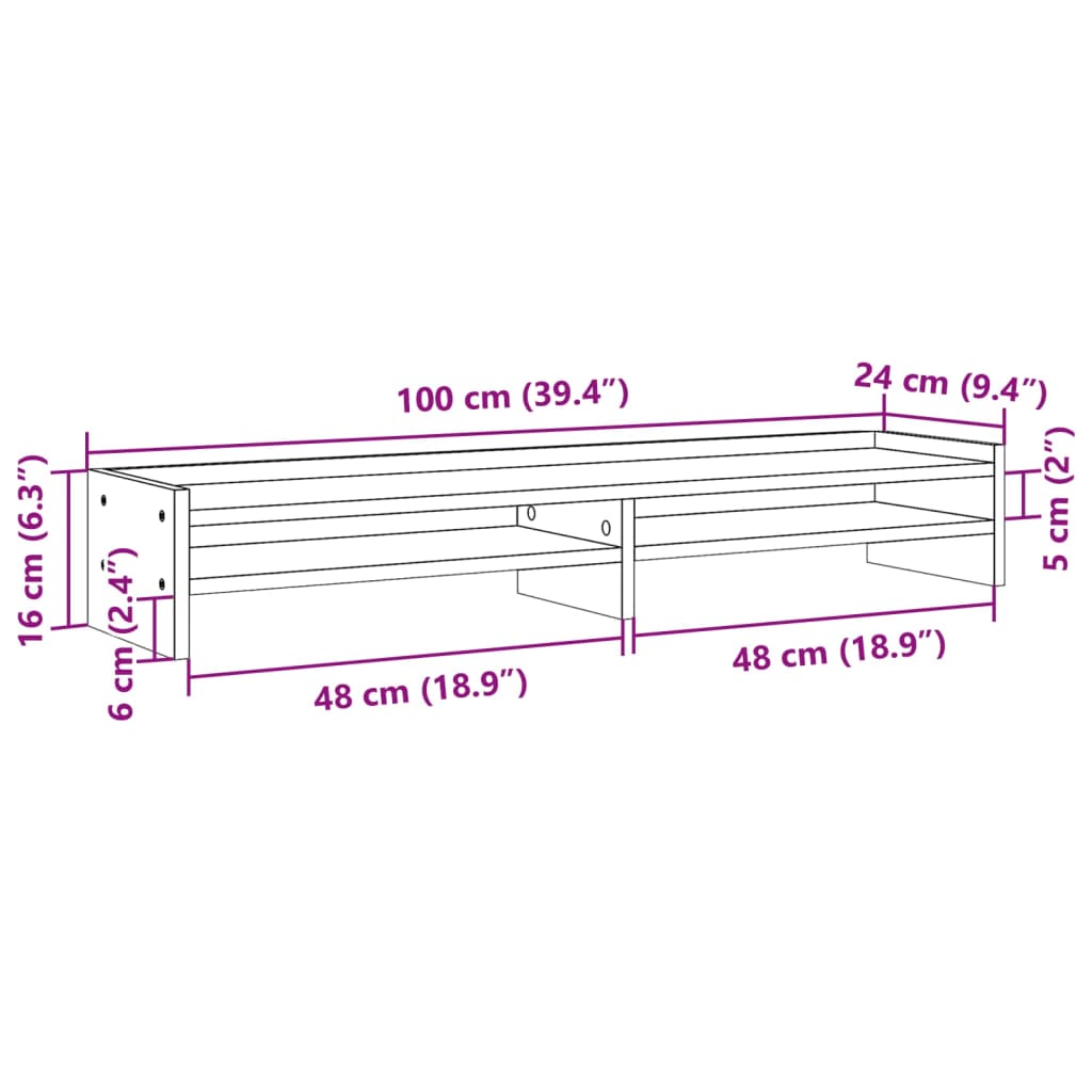 Monitor Stand White 100x24x16 cm Engineered Wood
