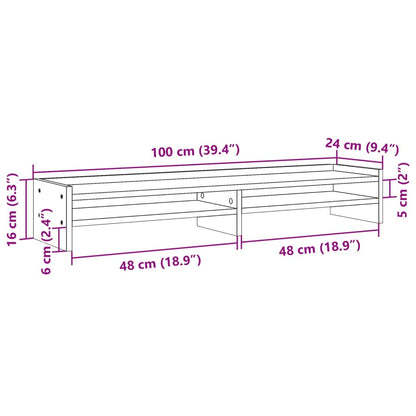 Monitor Stand White 100x24x16 cm Engineered Wood