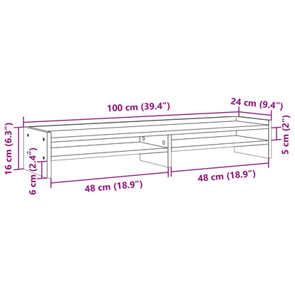 Monitor Stand Grey Sonoma 100x24x16 cm Engineered Wood