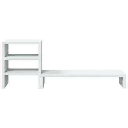 Monitor Stand with Desk Organiser White Engineered Wood