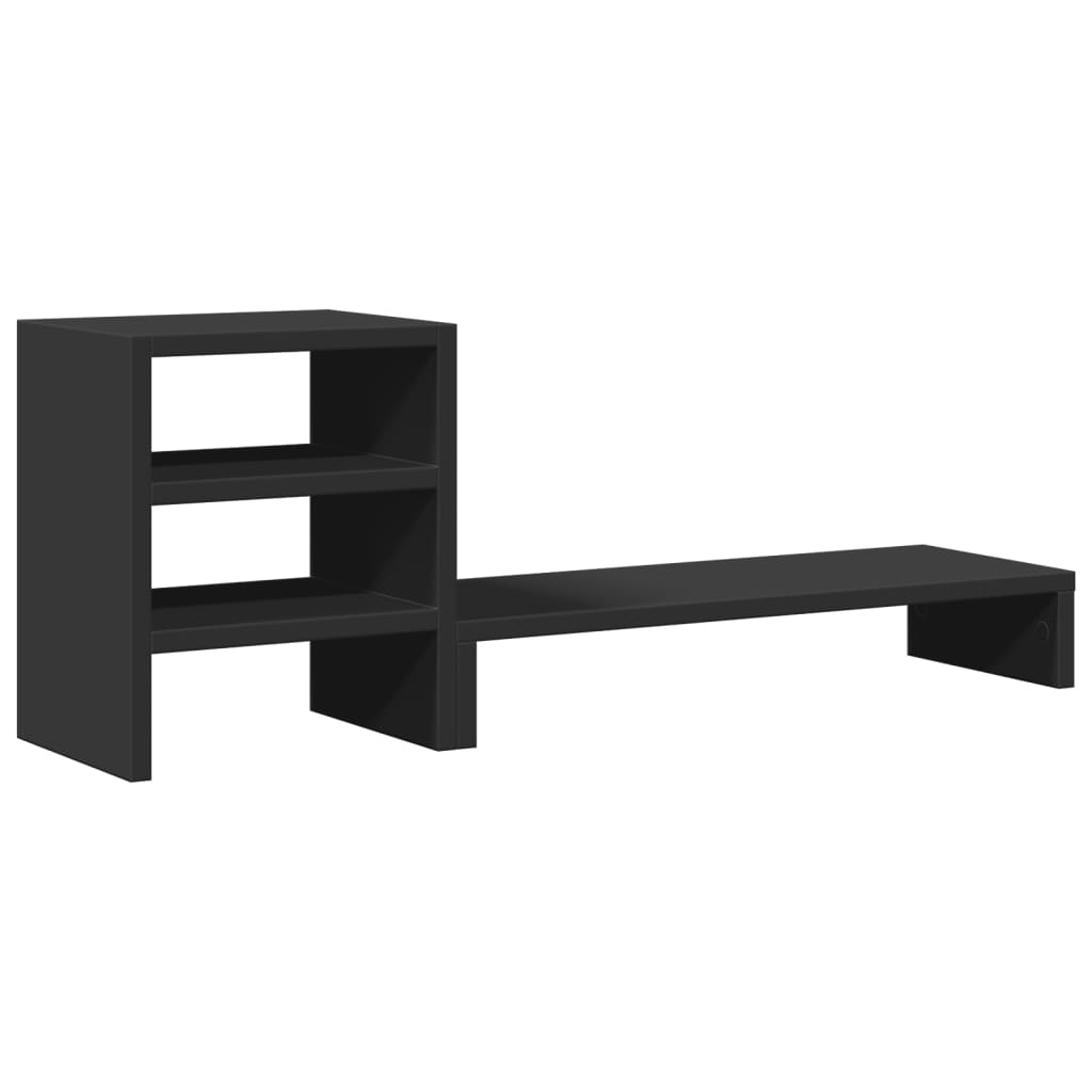 Monitor Stand with Desk Organiser Black Engineered Wood