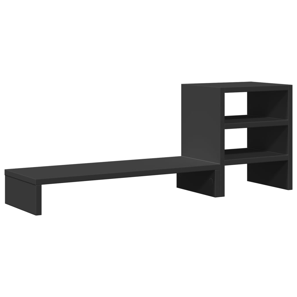 Monitor Stand with Desk Organiser Black Engineered Wood