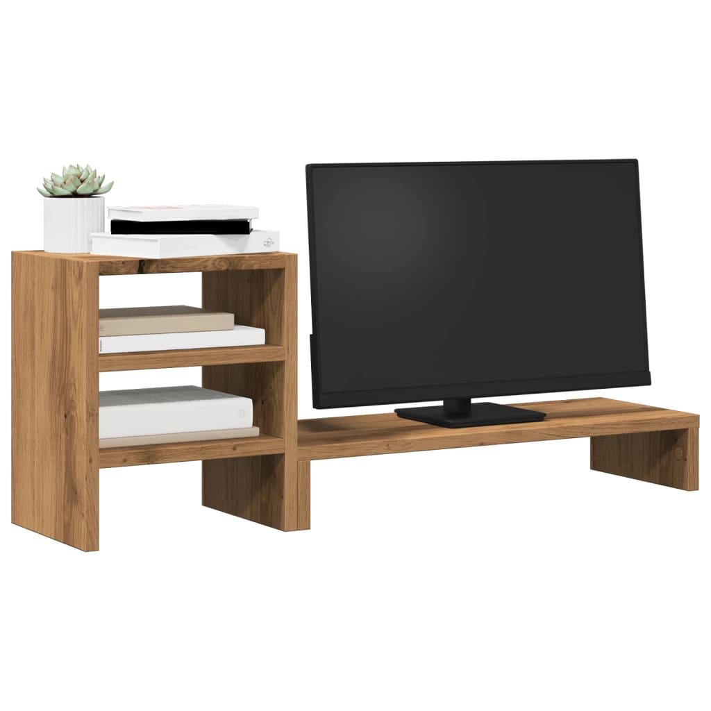 Monitor Stand with Desk Organiser Artisian Oak Engineered Wood