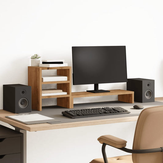 Monitor Stand with Desk Organiser Artisian Oak Engineered Wood