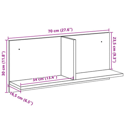 Wall Cabinet 70x16.5x30 cm Grey Sonoma Engineered Wood