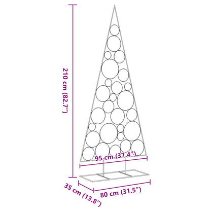 Metal Christmas Tree for Decoration Black 210 cm