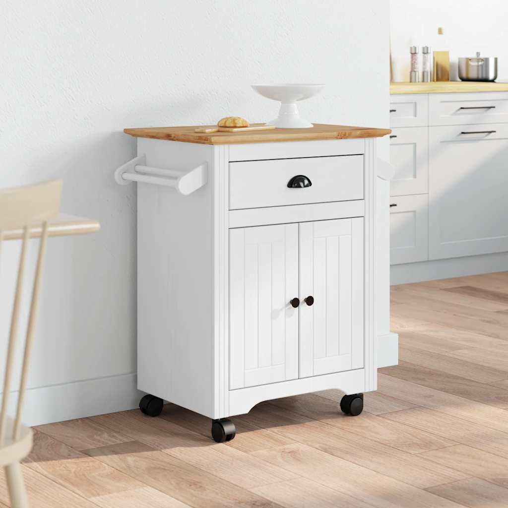 Kitchen Trolley BODO White and Brown 72x45x80 cm