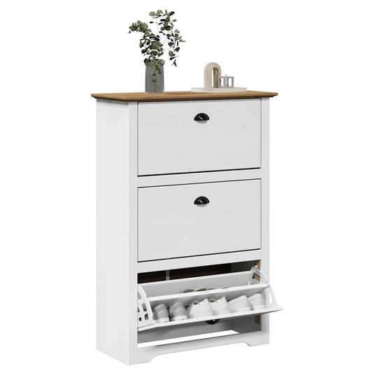 Shoe Rack BODO White and Brown 80x35x118 cm