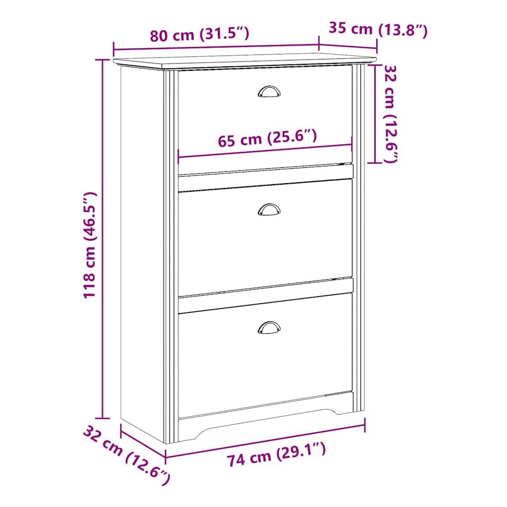 Shoe Rack BODO Grey 80x35x118 cm