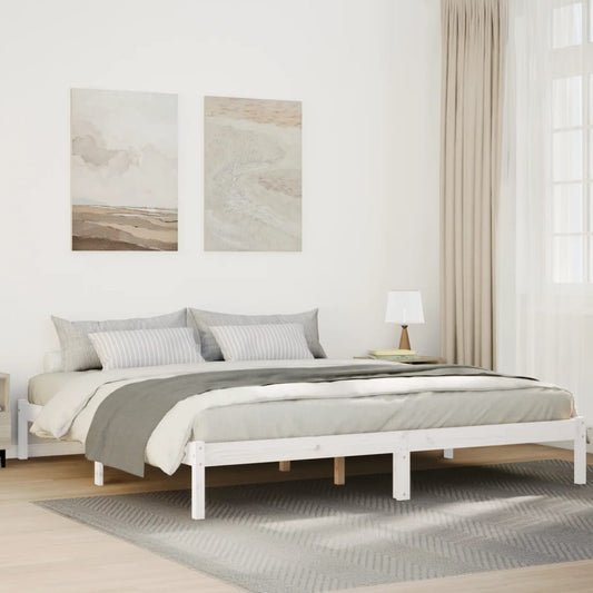 Extra Long Bed Frame without Mattress White 180x210 cm Solid Wood Pine
