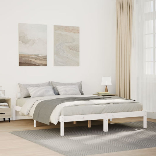 Extra Long Bed Frame without Mattress White 160x220 cm Solid Wood Pine
