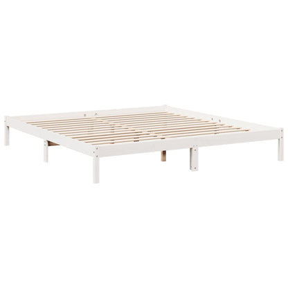 Extra Long Bed Frame without Mattress White 200x220 cm Solid Wood Pine